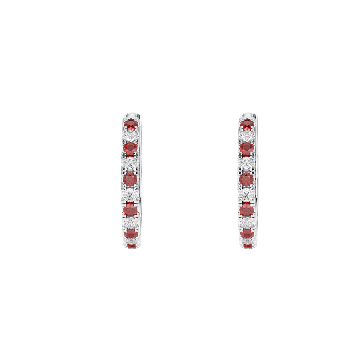 Ruby Hoop Earrings White Gold Platinum Front View