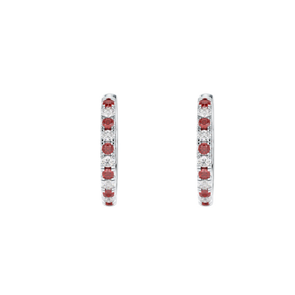 Ruby Hoop Earrings White Gold Platinum Front View