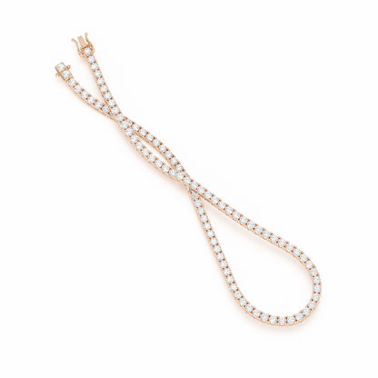 11.50ct Four Prong Rose Gold Tennis Necklace Open View