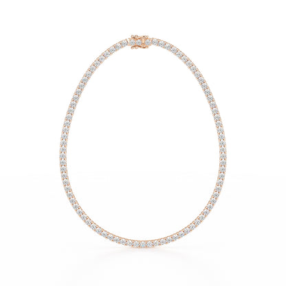 11.50ct Four Prong Rose Gold Tennis Necklace Closed View