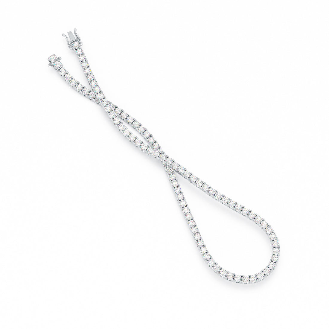 11.50ct Four Prong White Gold Platinum Tennis Necklace Open View