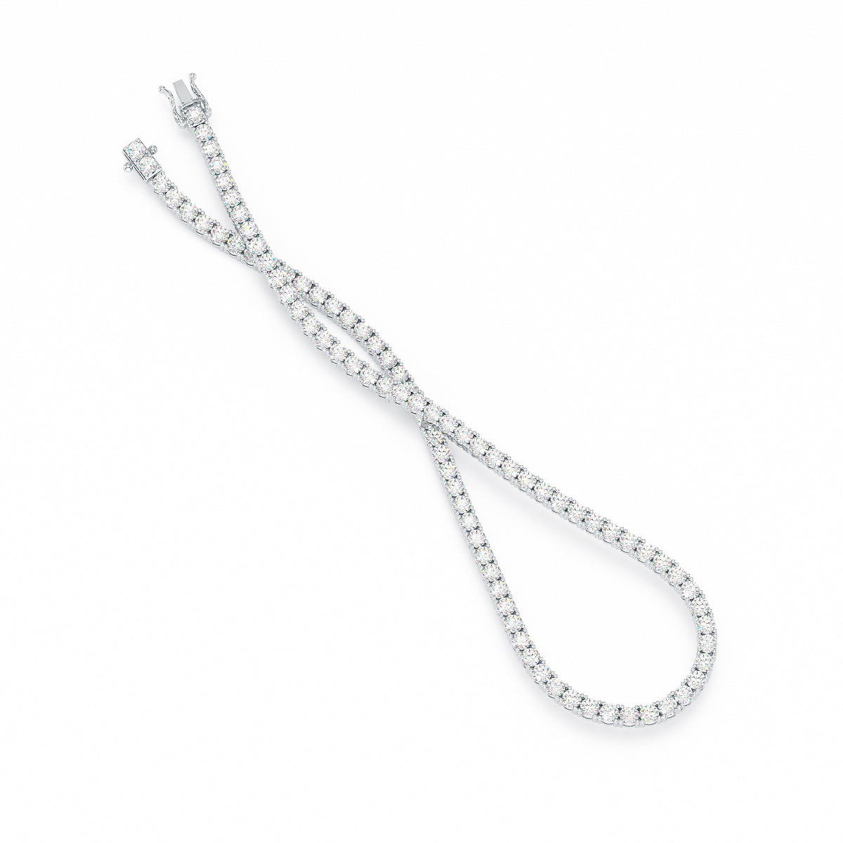 11.50ct Four Prong White Gold Platinum Tennis Necklace Open View