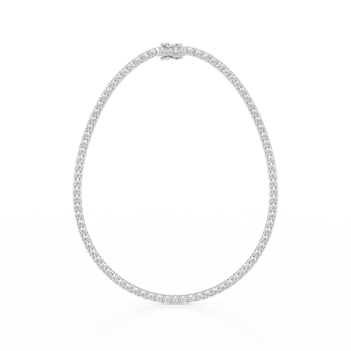 11.50ct Four Prong White Gold Platinum Tennis Necklace Closed View