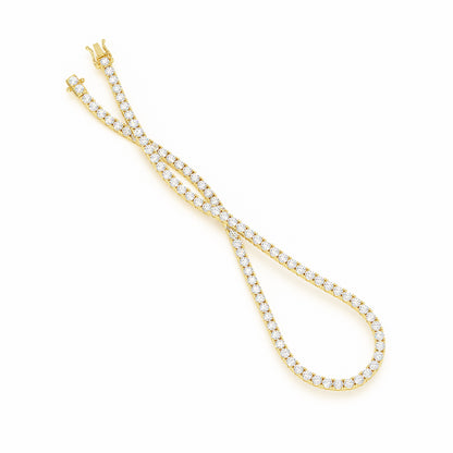 13.00ct Four Prong Yellow Gold Tennis Necklace Open View