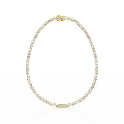 13.00ct Four Prong Yellow Gold Tennis Necklace Closed View