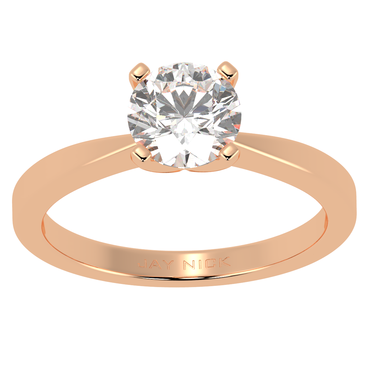 V Set Solitaire Ring Rose Gold Top View