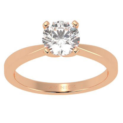 V Set Solitaire Ring Rose Gold Top View