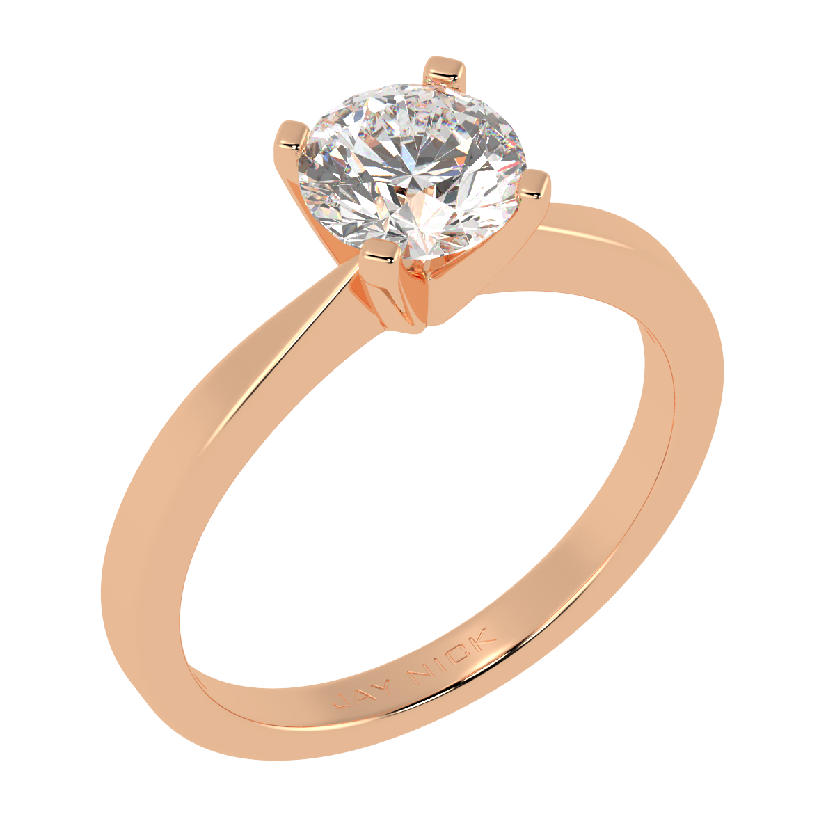 V Set Solitaire Ring Rose Gold Perspective View