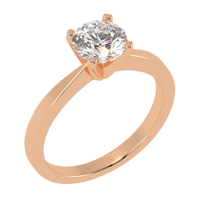 V Set Solitaire Ring Rose Gold Perspective View