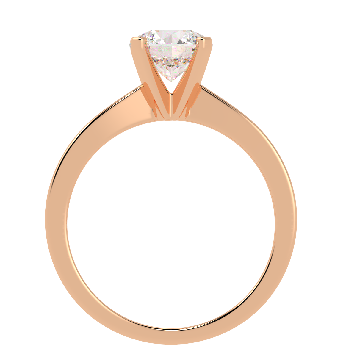 V Set Solitaire Ring Rose Gold Flat View