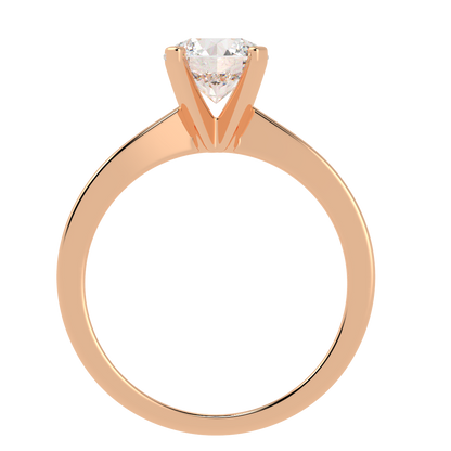 V Set Solitaire Ring Rose Gold Flat View