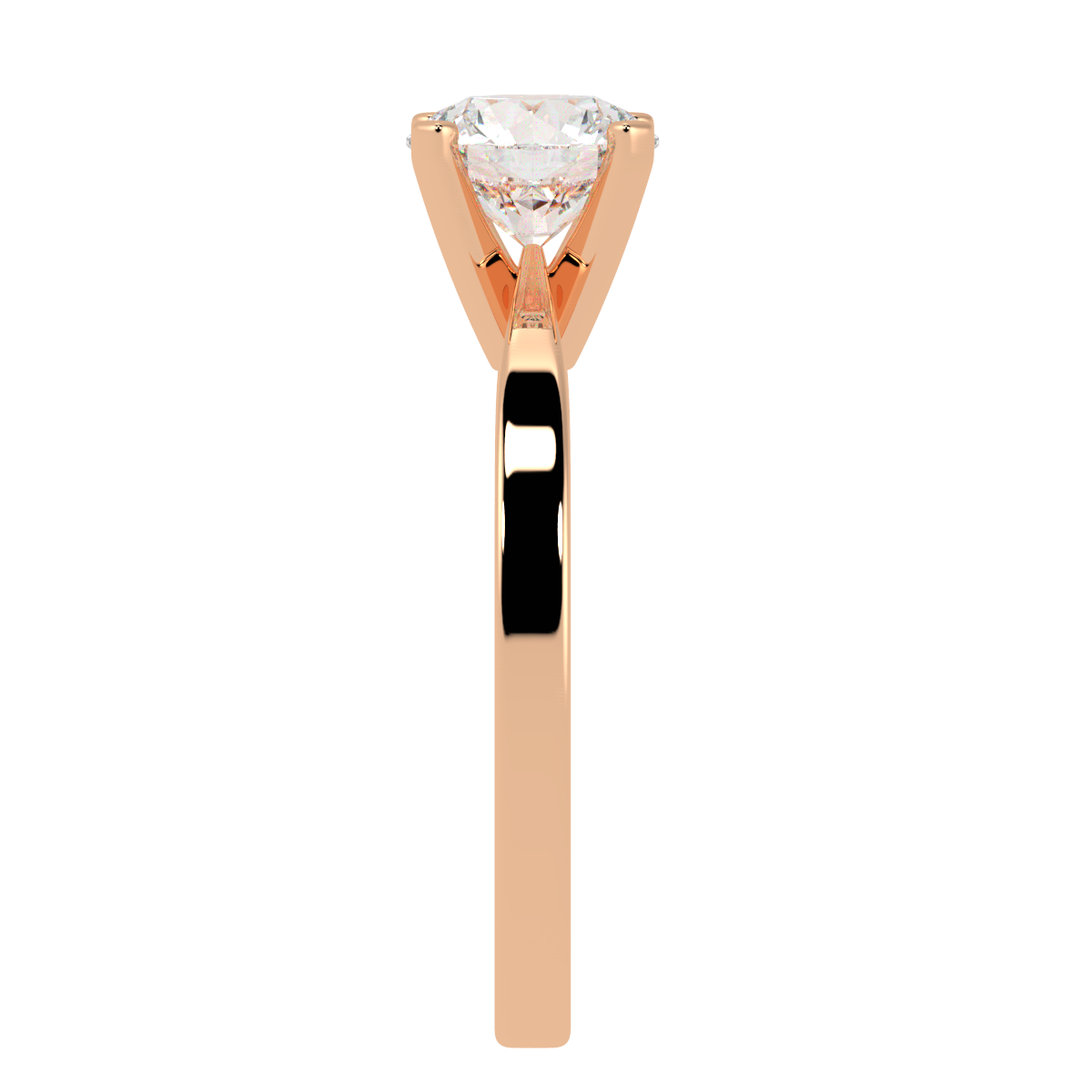 V Set Solitaire Ring Rose Gold Side View