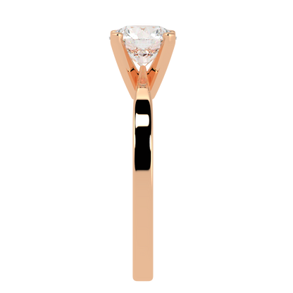 V Set Solitaire Ring Rose Gold Side View