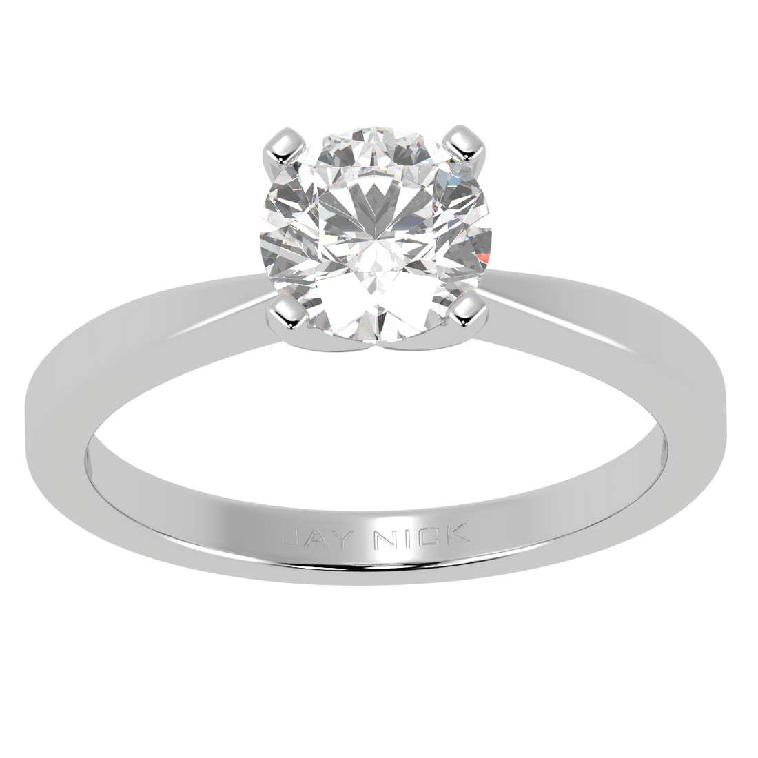 V Set Solitaire Ring White Gold Platinum Top View