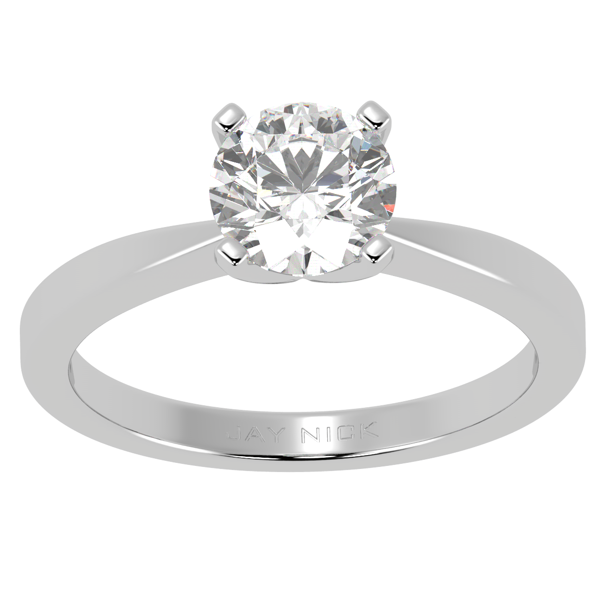 V Set Solitaire Ring White Gold Platinum Top View