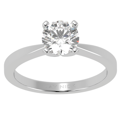 V Set Solitaire Ring White Gold Platinum Top View