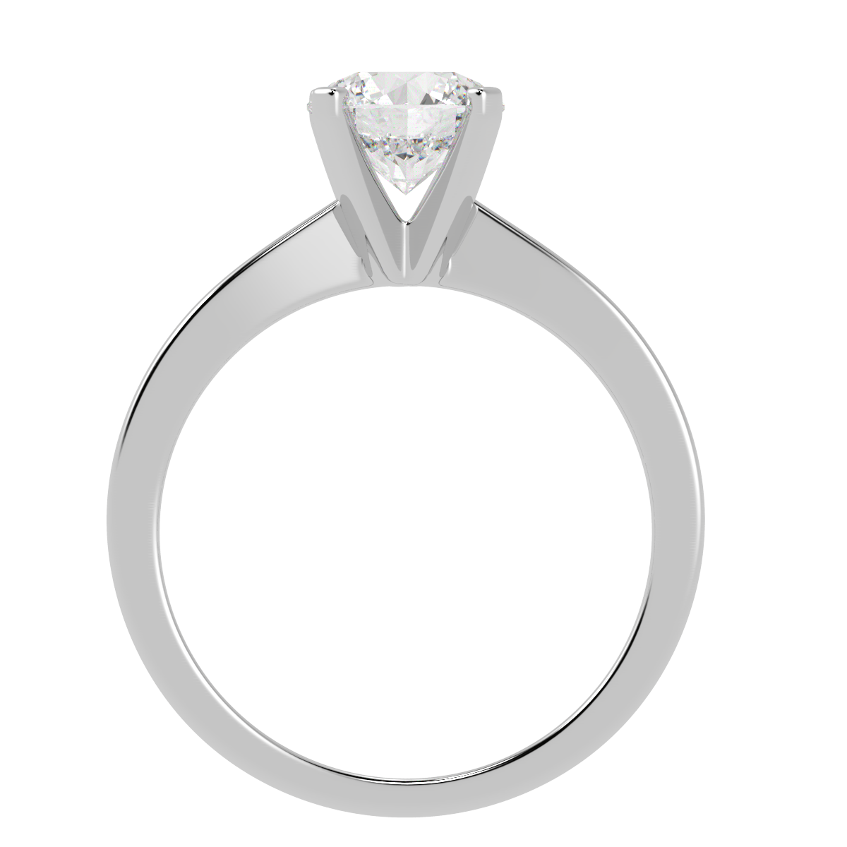 V Set Solitaire Ring White Gold Platinum Flat View