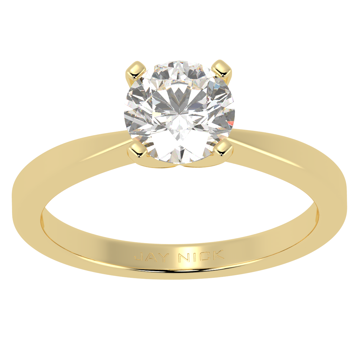 V Set Solitaire Ring Yellow Gold Top View