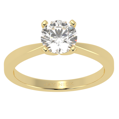 V Set Solitaire Ring Yellow Gold Top View