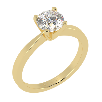 V Set Solitaire Ring Yellow Gold Perspective View