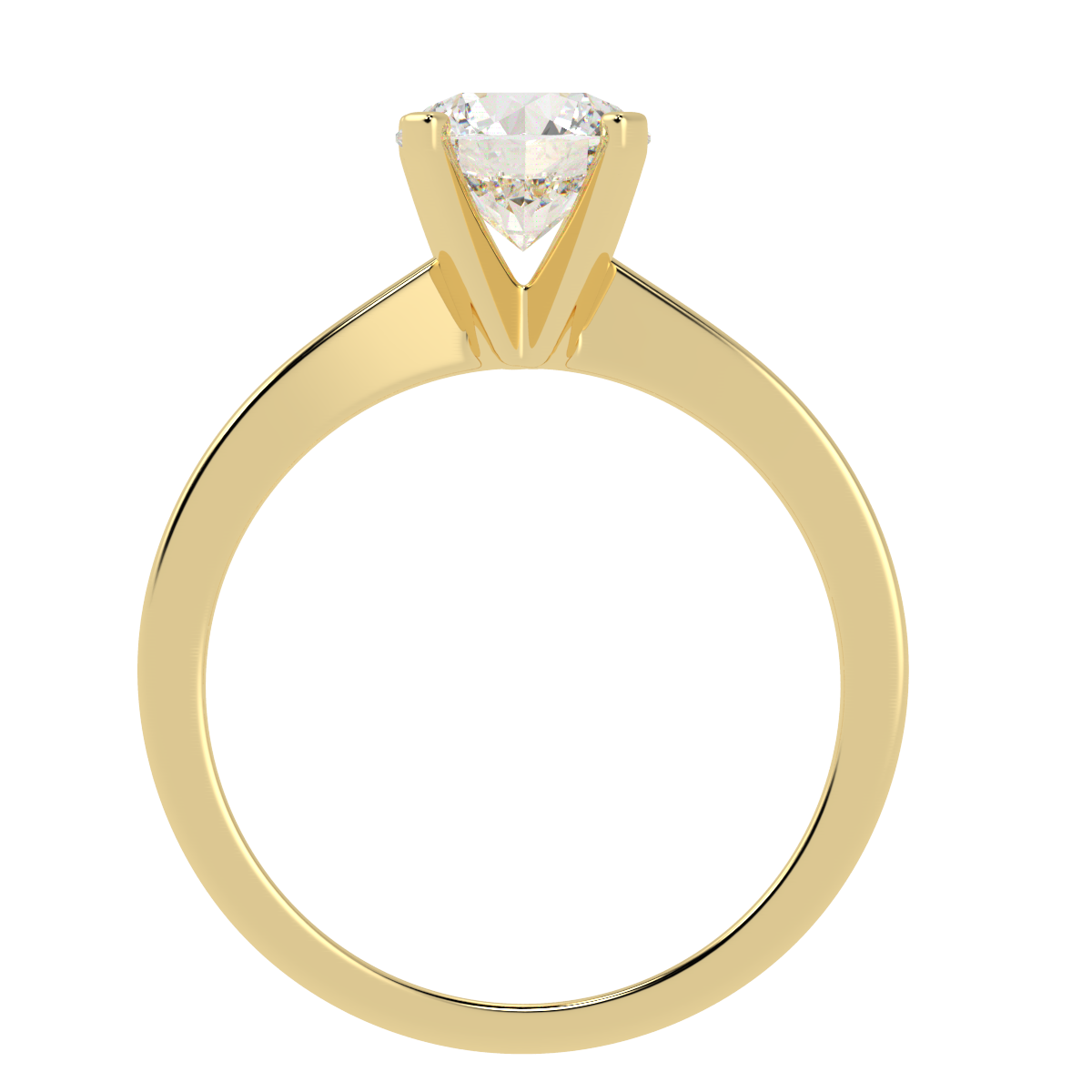 V Set Solitaire Ring Yellow Gold Flat View