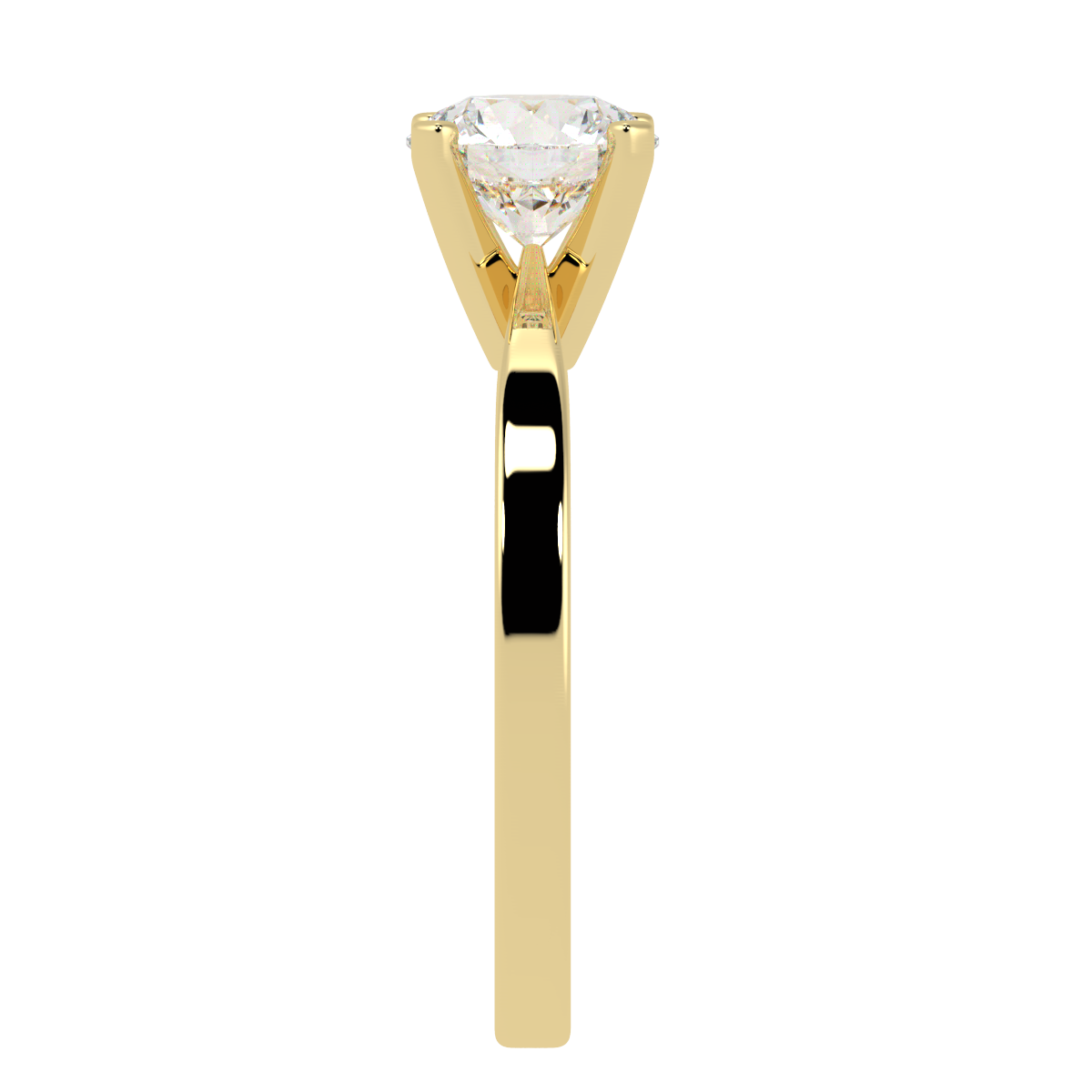 V Set Solitaire Ring Yellow Gold Side View