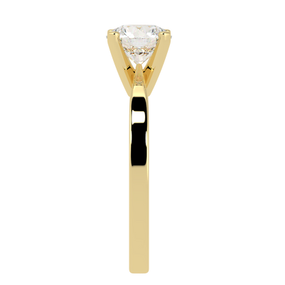 V Set Solitaire Ring Yellow Gold Side View