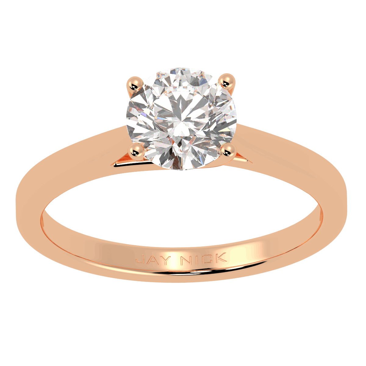 Curve Solitaire Ring Rose Gold Top View