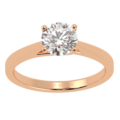 Curve Solitaire Ring Rose Gold Top View