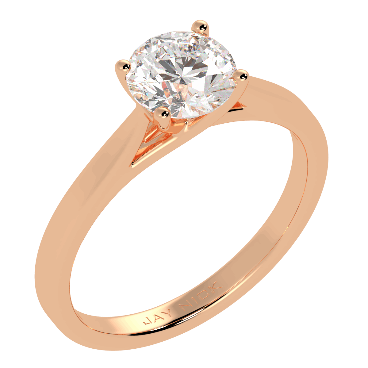 Curve Solitaire Ring Rose Gold Perspective View