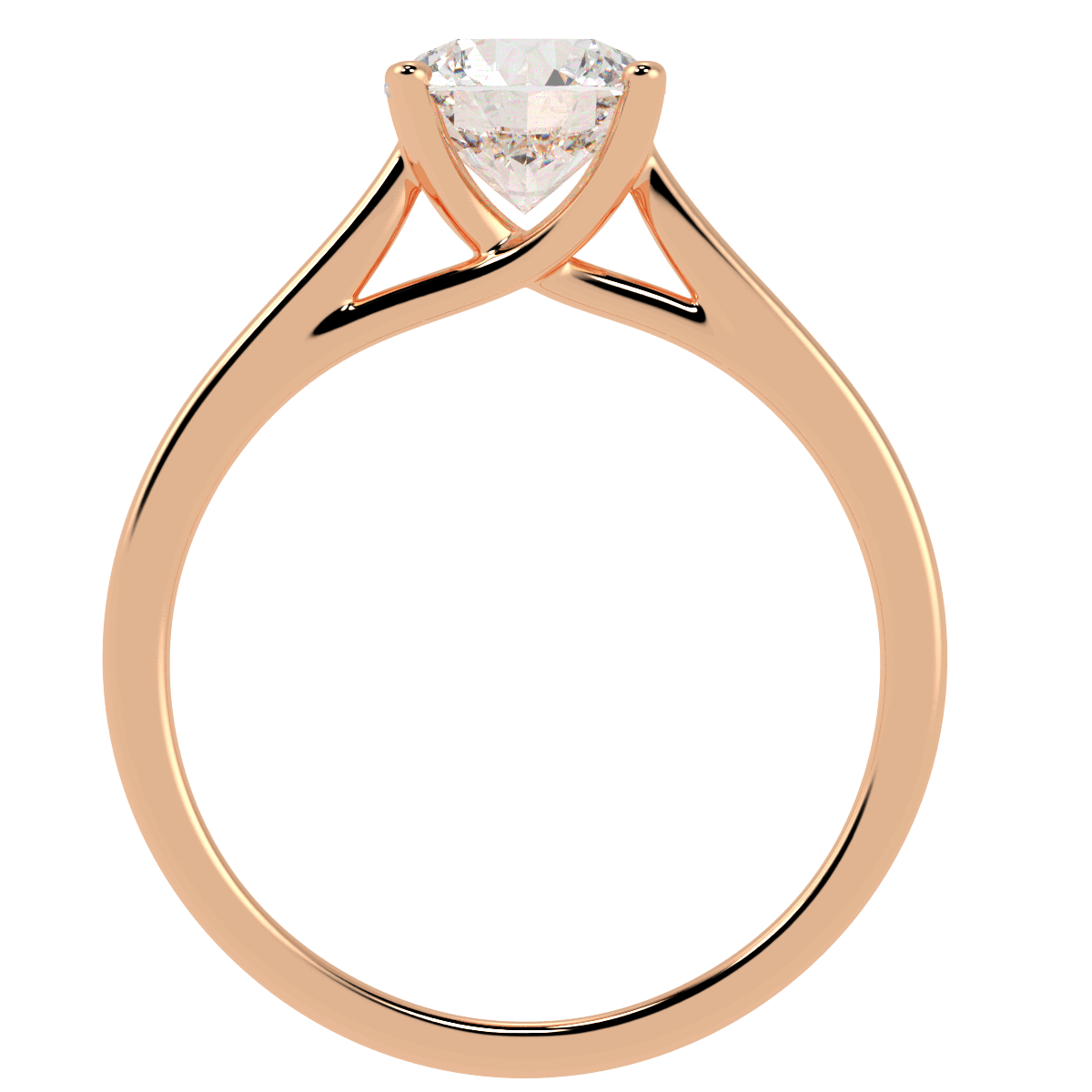 Curve Solitaire Ring Rose Gold Flat View