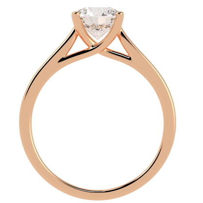 Curve Solitaire Ring Rose Gold Flat View