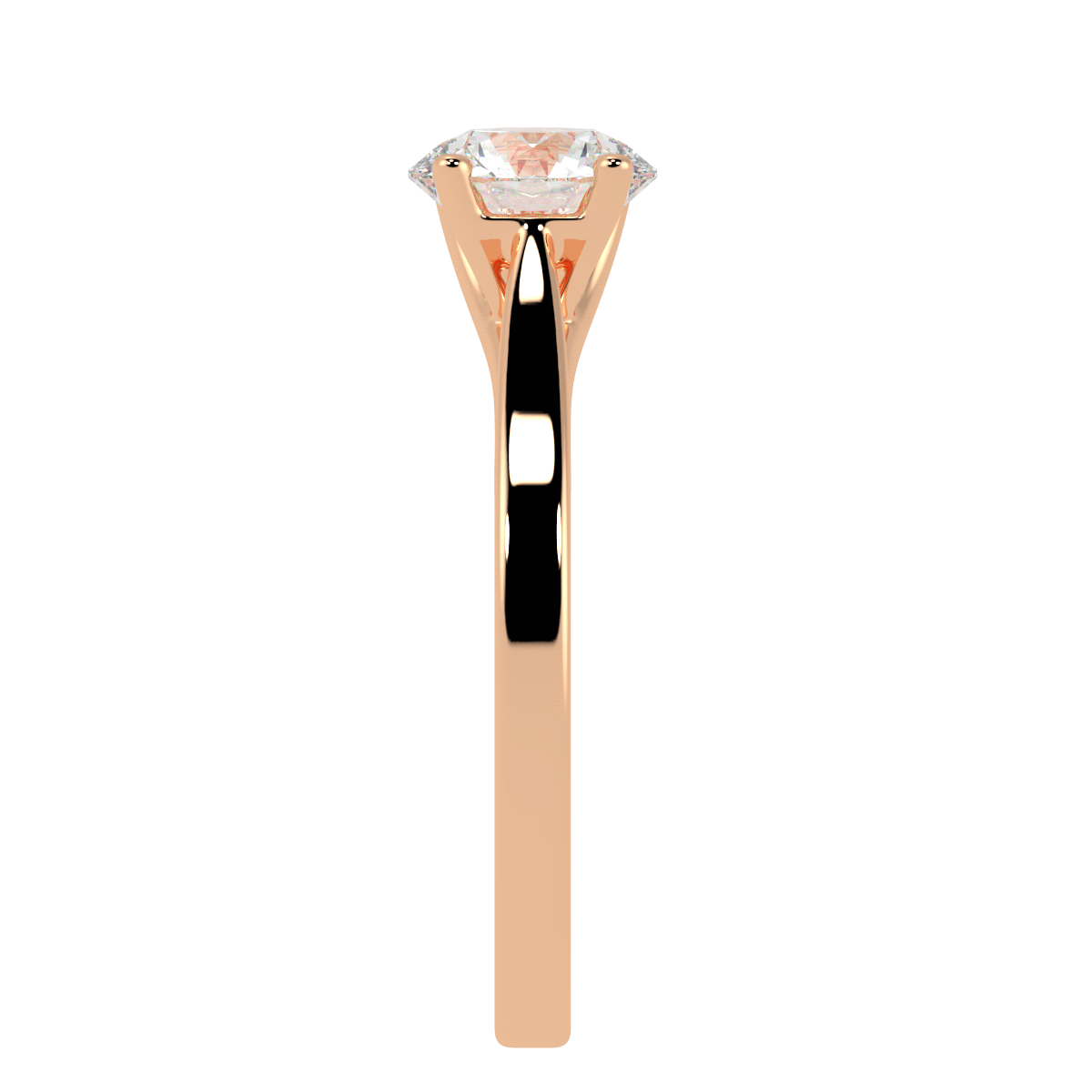 Curve Solitaire Ring Rose Gold Side View