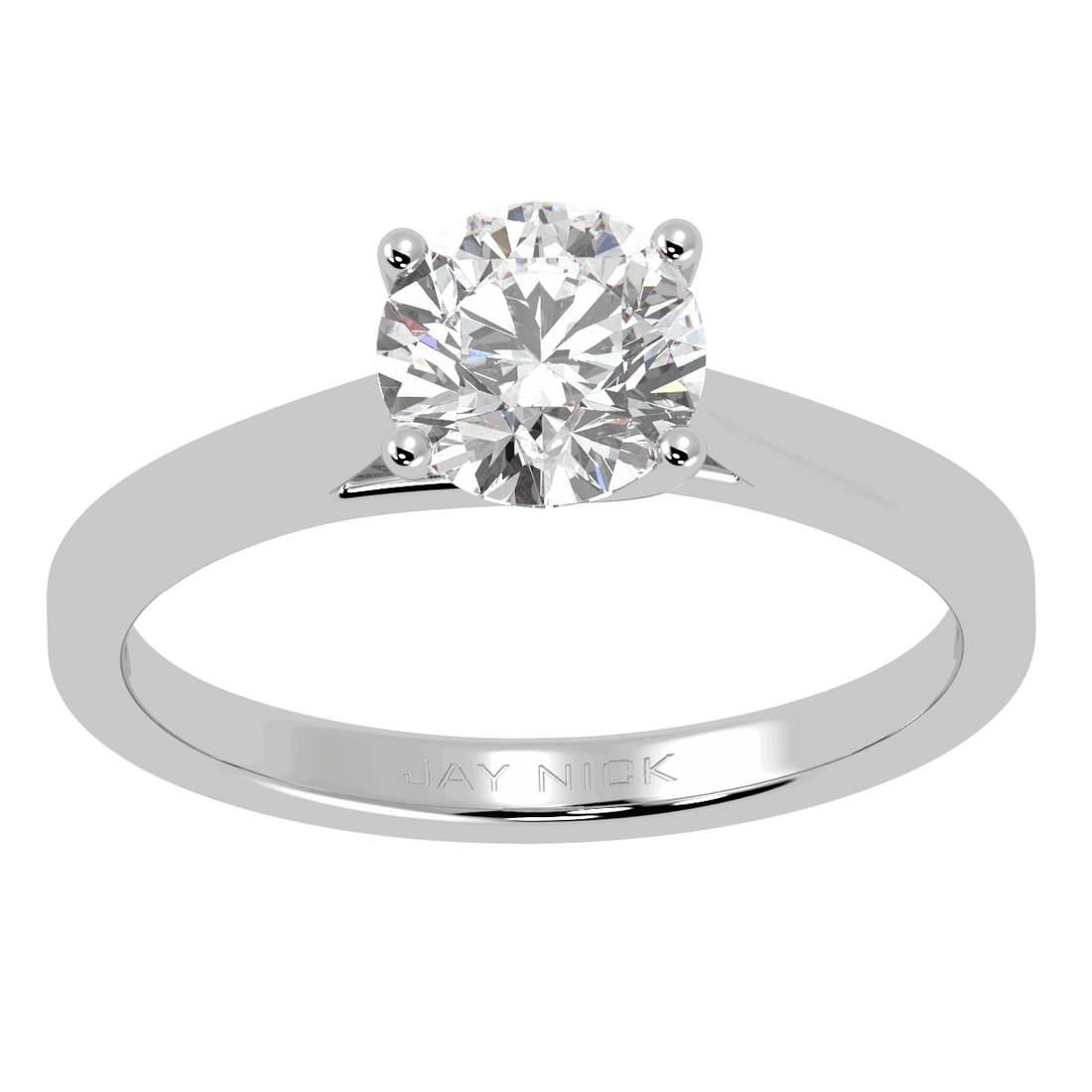 Curve Solitaire Ring White Gold Platinum Top View