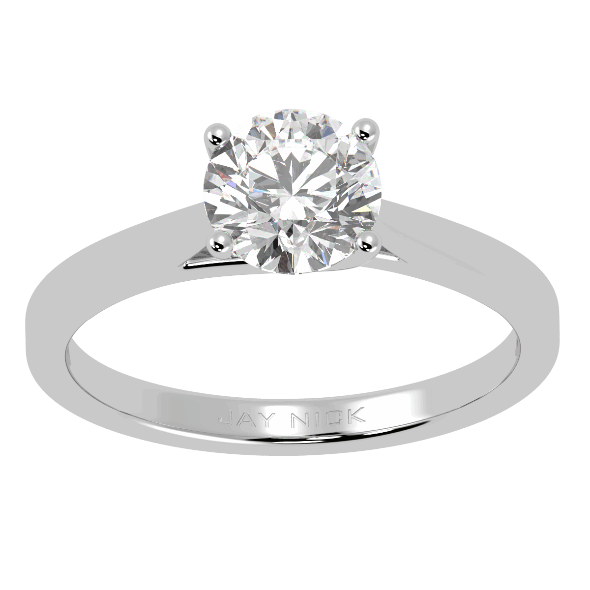 Curve Solitaire Ring White Gold Platinum Top View