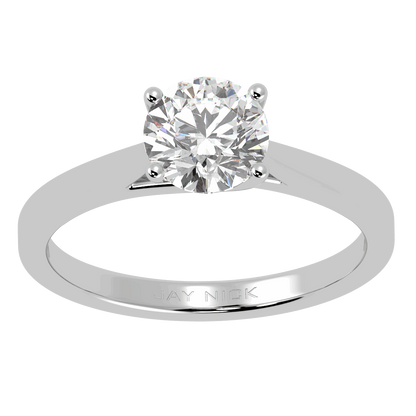 Curve Solitaire Ring White Gold Platinum Top View