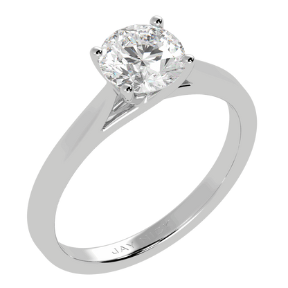 Curve Solitaire Ring White Gold Platinum Perspective View