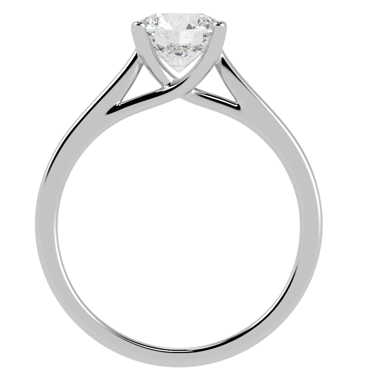 Curve Solitaire Ring White Gold Platinum Flat View