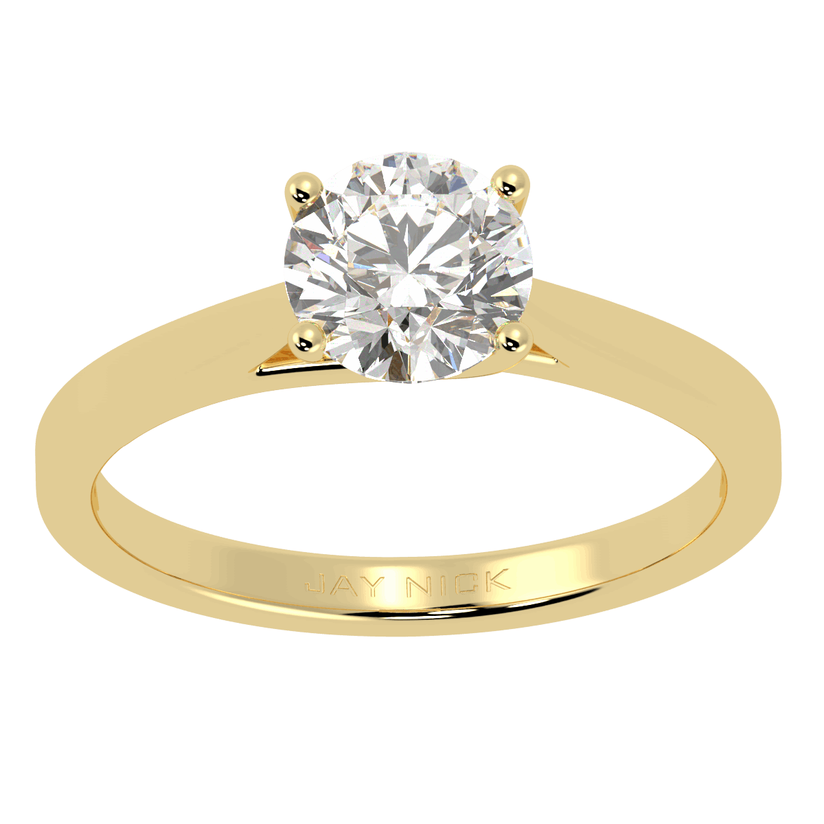 Curve Solitaire Ring Yellow Gold Top View