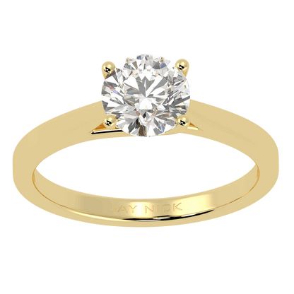 Curve Solitaire Ring Yellow Gold Top View