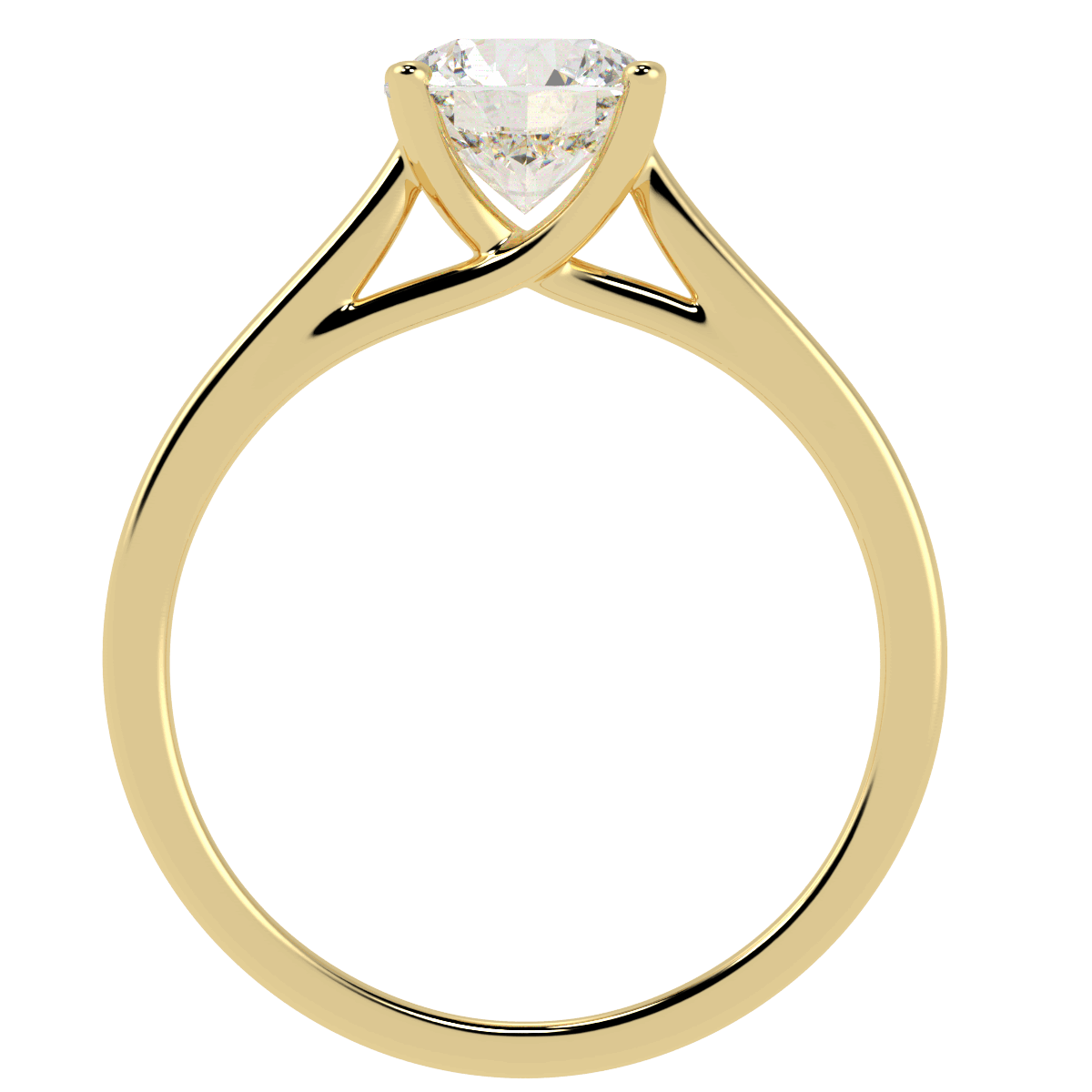 Curve Solitaire Ring Yellow Gold Flat View