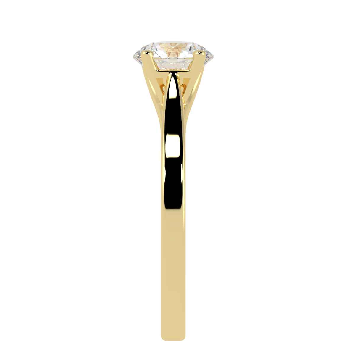 Curve Solitaire Ring Yellow Gold Side View