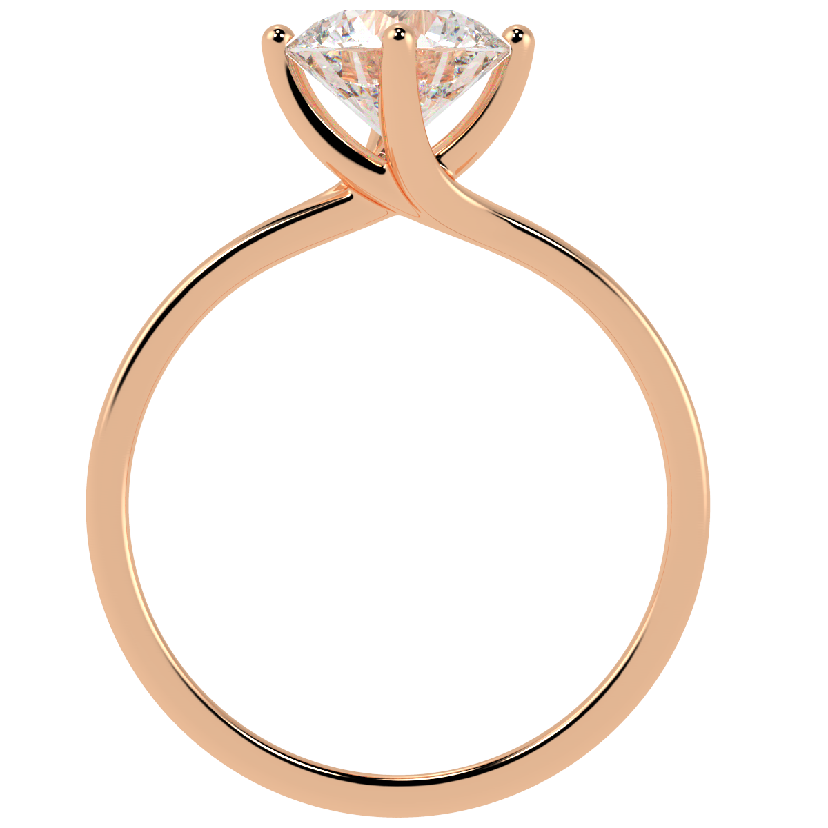 Twist Solitaire Ring Rose Gold Flat View