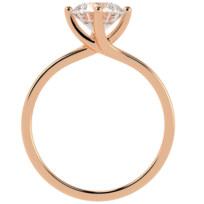 Twist Solitaire Ring Rose Gold Flat View