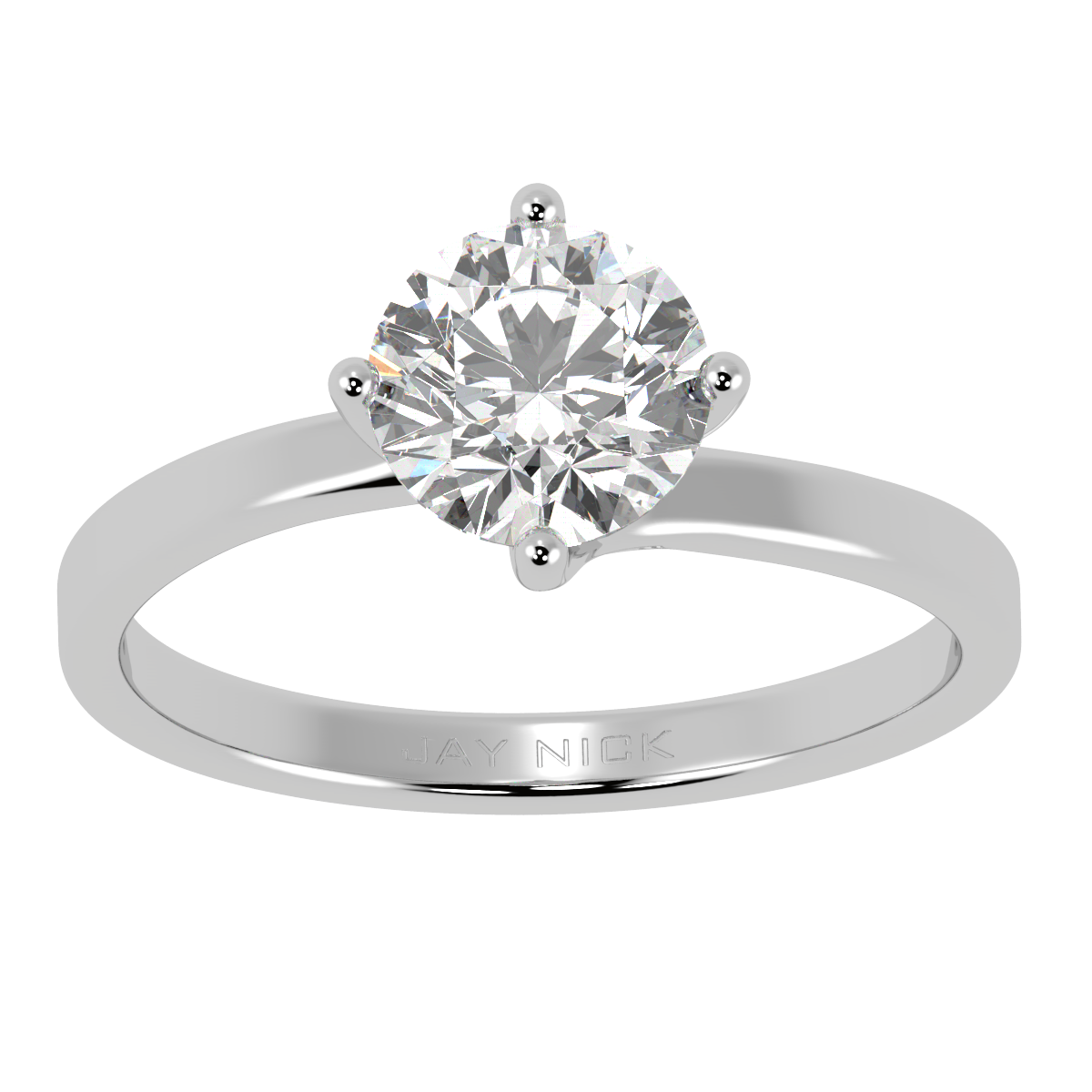 Twist Solitaire Ring White Gold Platinum Top View