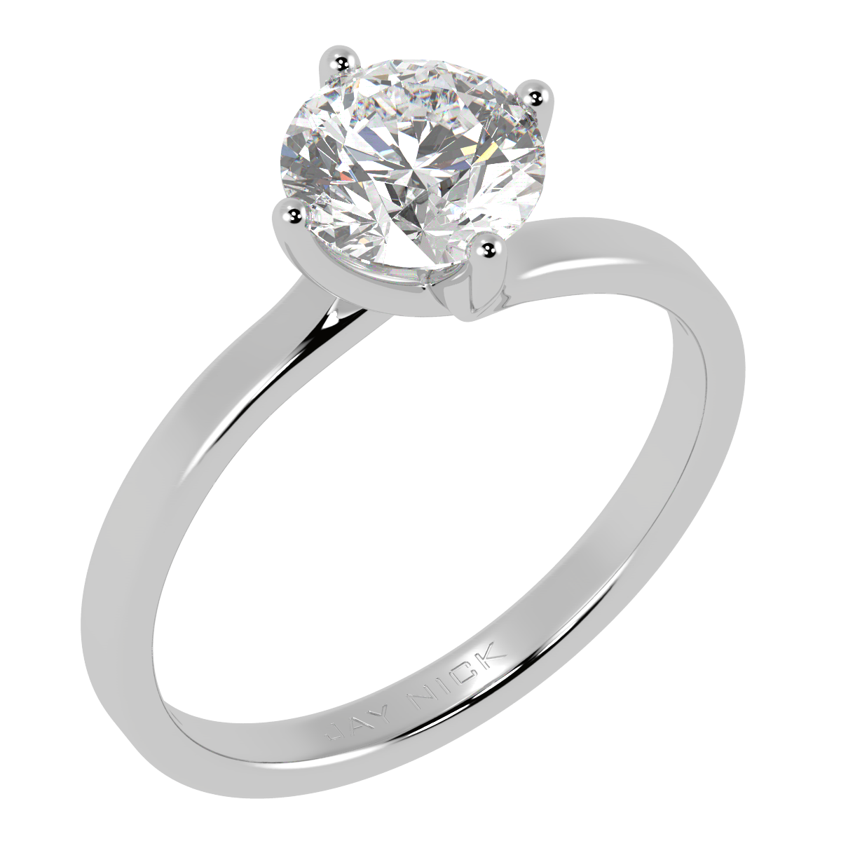 Twist Solitaire Ring White Gold Platinum Perspective View