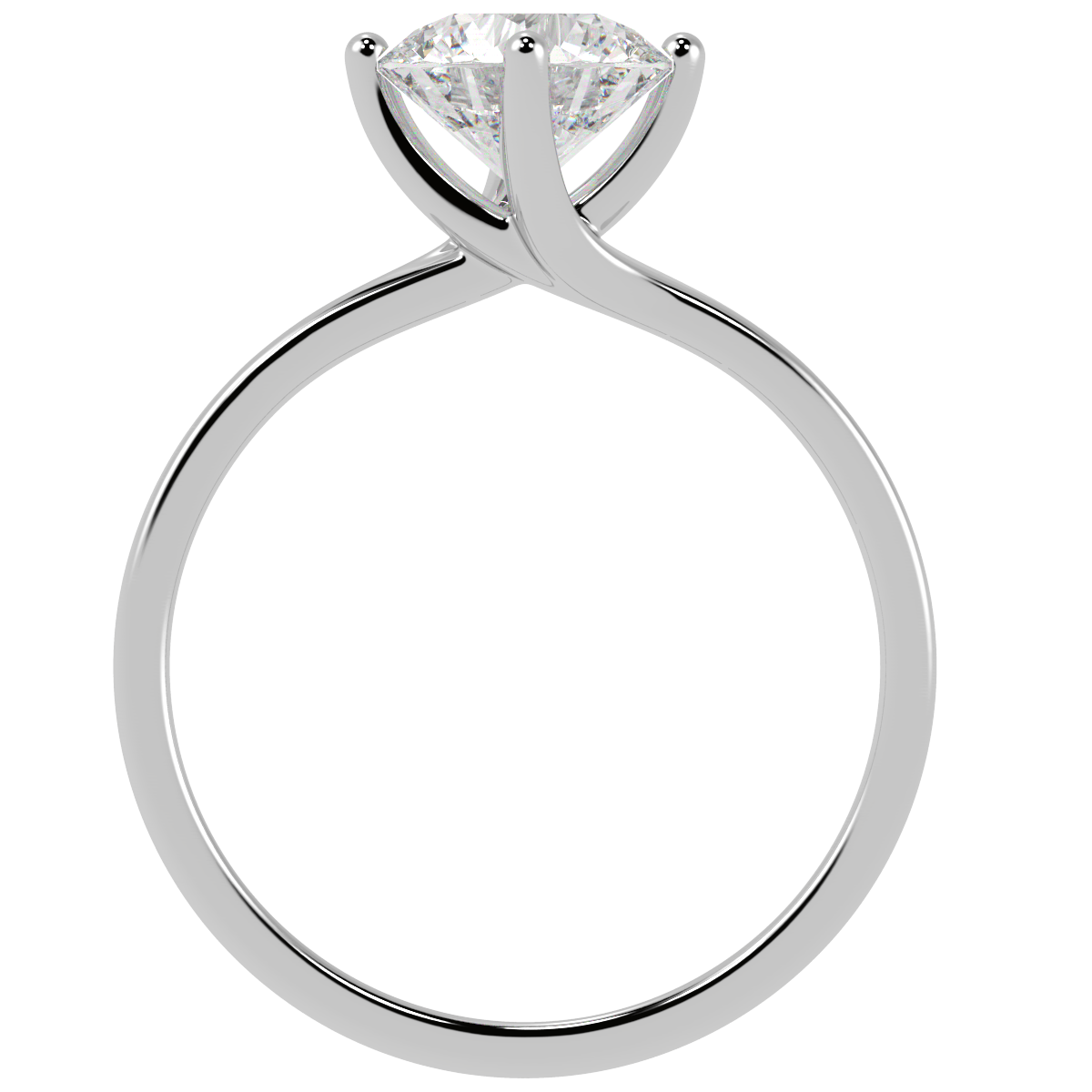 Twist Solitaire Ring White Gold Platinum Flat View