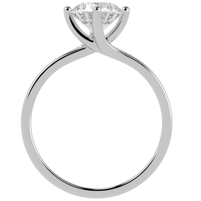 Twist Solitaire Ring White Gold Platinum Flat View