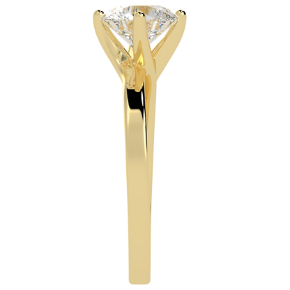 Twist Solitaire Ring Yellow Gold Side View