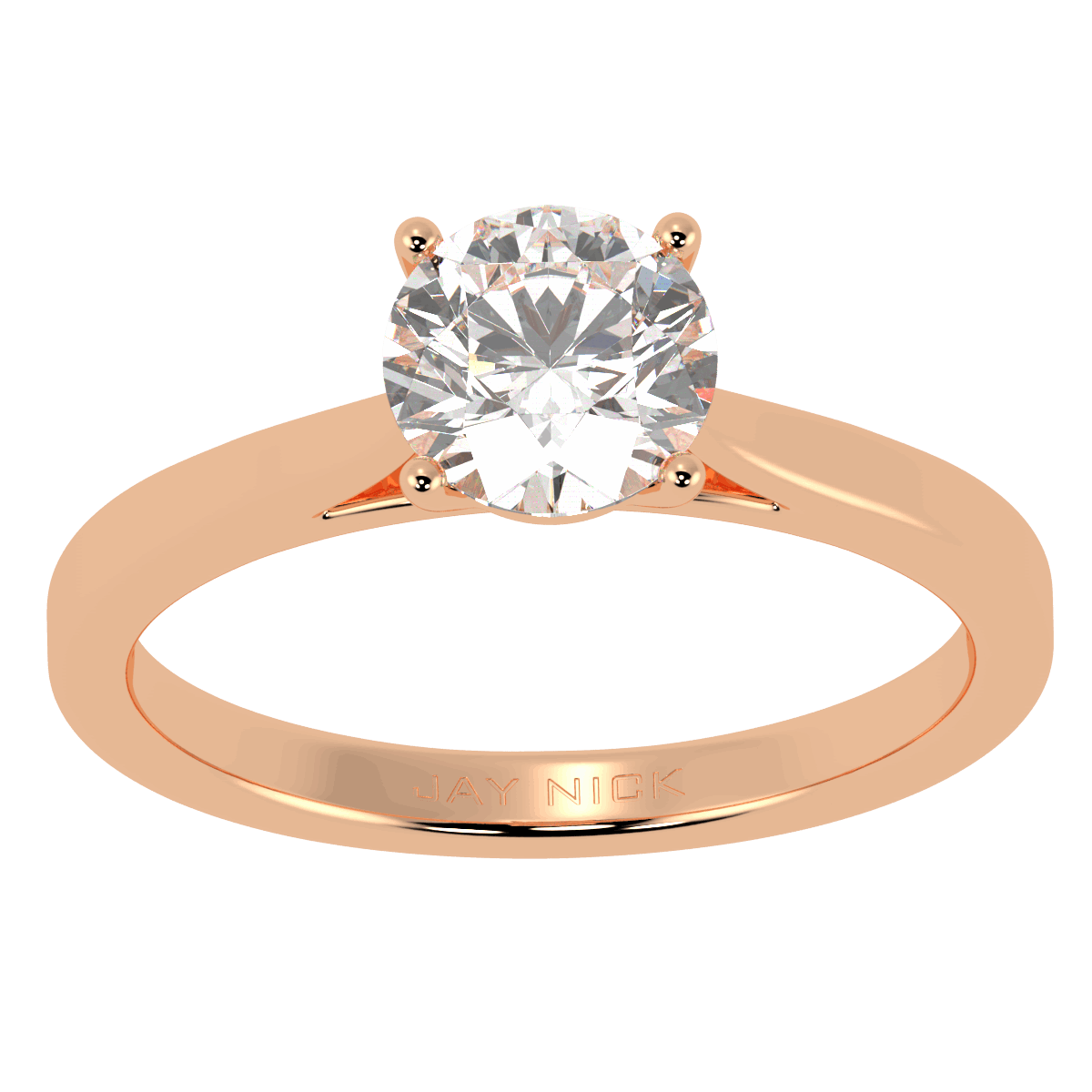 Classic Solitaire Ring Rose Gold Top View